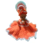 Orange and White Laddu Gopal Tharad dress for idol size 0-6
