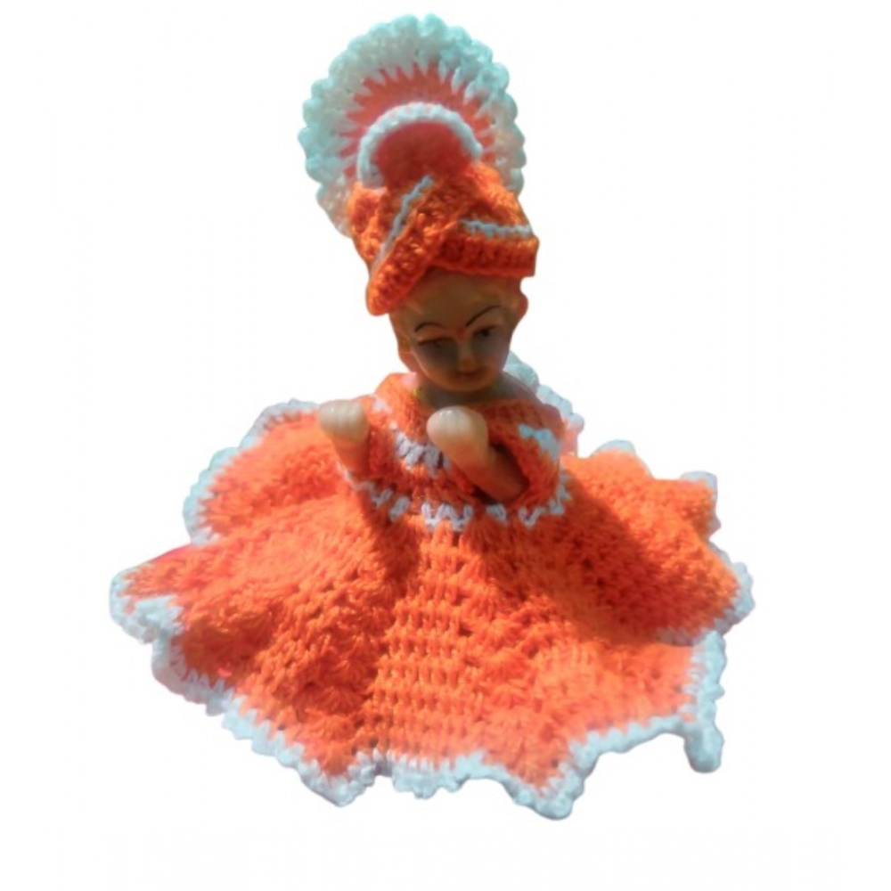 Orange and White Laddu Gopal Tharad dress for idol size 0-6