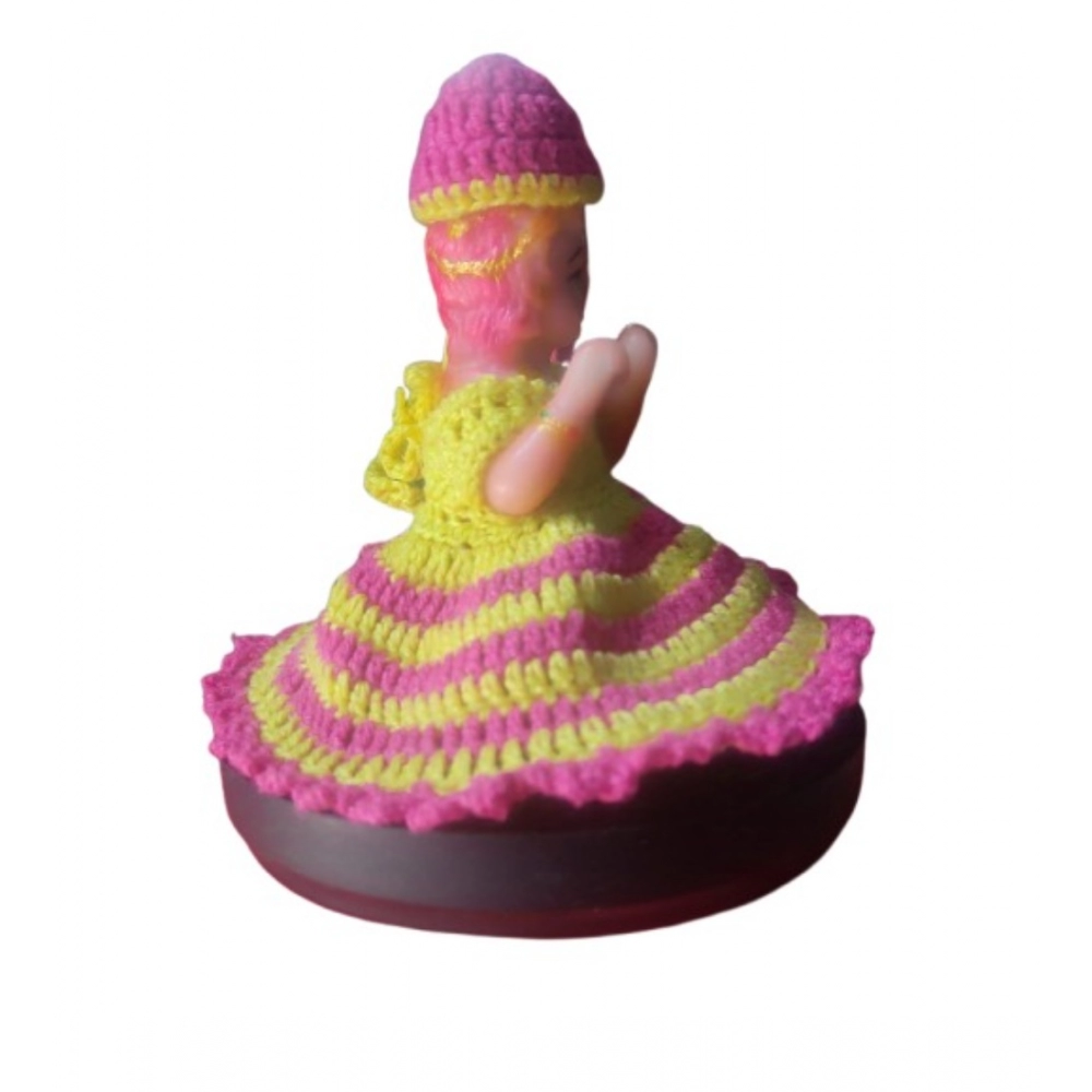 Pink and Yellow Laddu Gopal Tharad dress for idol size 0-6