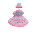 White and Baby Pink Laddu Gopal Tharad dress for idol size 0-6