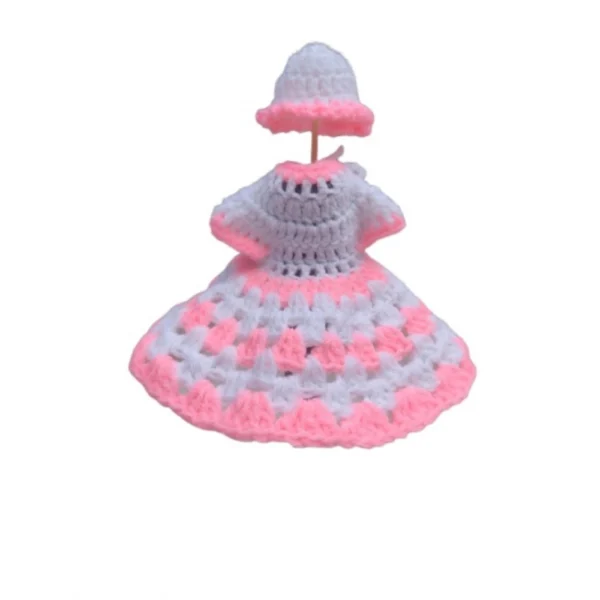 White and Baby Pink Laddu Gopal Tharad dress for idol size 0-6