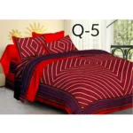 Generic Cotton Printed Queen Size Bedsheet With 2 Pillow Covers (Red, 90x100 Inch)
