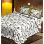 Generic Cotton Printed Queen Size Bedsheet With 2 Pillow Covers (White, 90x100 Inch)