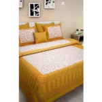 Generic Cotton Printed Queen Size Bedsheet With 2 Pillow Covers (Yellow, 90x100 Inch)