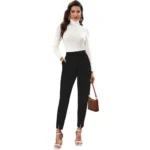 Women's Black Polyester Pants - Angle 2