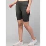 Women's Green High-Rise Shorts - Angle 2