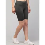 Women's Green High-Rise Shorts - Angle 5