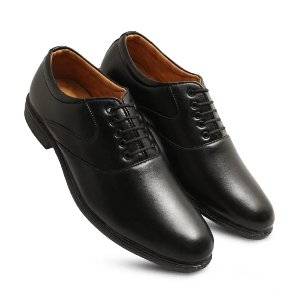 Black Men's Faux Leather Lace-Up Formal Shoes