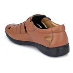 Generic Men's Casual Faux Leather Solid Velcro Sandal (Tan) - Image 4