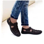 Generic Men's Casual Faux Leather Solid Velcro Sandal (Brown) - Image 2