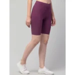 Women's Purple High-Rise Shorts - Angle 2