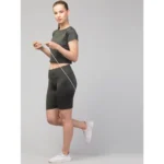 Women's Green High-Rise Shorts - Angle 3