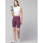 Women's Purple High-Rise Shorts - Angle 3