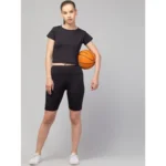 Women's High-Rise Black Shorts - Angle 2