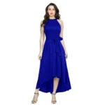 Royal Blue Halter Neck Sleeveless Dress