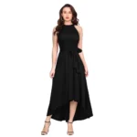 Black Halter Neck Sleeveless Dress for Women
