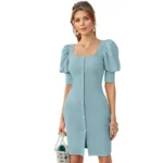 Pista Knitted Puff Sleeve Dress