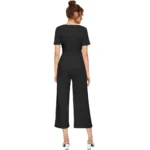 Generic Women's Knitting stretchable Solid Round Neck Cap Sleeve Jumpsuit (Black) - Image 5