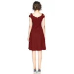 Generic Women's Polyester Solid V Neck Cap Sleeve off Shoulder Dress (Maroon) - Image 5