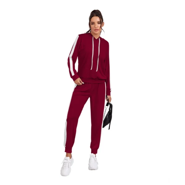 Maroon Knitted Hooded Track Suit