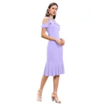 Generic Women's Knitting stretchable Solid Round Neck Sleeveless Dress (Purple) - Image 4