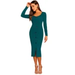 Generic Women's Knitting stretchable Round Neck Full Sleeve Dress (Morpich ) - Image 4