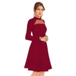 Women's Maroon Knitted Dress