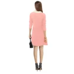 Generic Women's Polyester Solid Collar 3-4th Dress (Peach) - Image 5