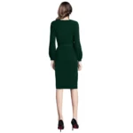 Generic Women's Knitting stretchable Solid Round Neck Full Sleeve Dress (Green) - Image 5