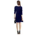 Generic Women's Polyester Solid Collar 3-4th Dress (Blue) - Image 5