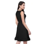 Generic Women's Polyester Solid Round Neck Sleeveless Dress (Black) - Image 5