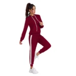 Generic Women's Knitting stretchable Solid Hooded Neck Full Sleeve Track Suit (Maroon) - Image 4