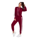 Generic Women's Knitting stretchable Solid Hooded Neck Full Sleeve Track Suit (Maroon) - Image 2