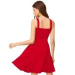 Generic Women's Knitting stretchable Solid Halter Neck Sleeveless Dress (Red ) - Image 5