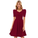 Maroon Knitted V Neck Dress