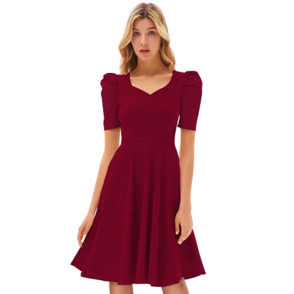 Maroon Knitted V Neck Dress