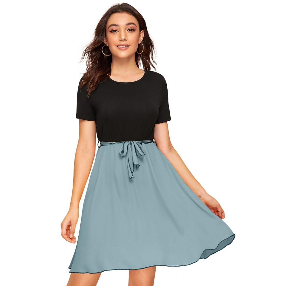 54163428715_4663690629_o_d-1000x1000-1.webp Generic Women's Knitting stretchable Solid Round Neck Cap Sleeve Dress (Pista) - Image 1