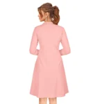 Generic Women's Knitting stretchable Solid Round Neck Full Sleeve Dress (Peach) - Image 5