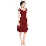Generic Women's Polyester Solid V Neck Cap Sleeve off Shoulder Dress (Maroon) - Image 4