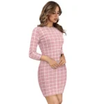 Generic Women's Polyester Solid High Neck Full Sleeve Dress (Peach) - Image 4