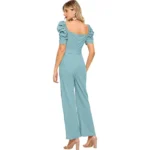 Generic Women's Polyester Solid Sweet Heart Short Sleeve Jumpsuit (Pista) - Image 5