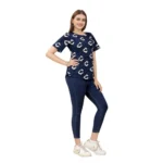 Generic Women's Casual Rayon Short Sleeve Printed Round Neck Top (Blue) - Image 5