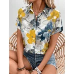 Generic Women's Casual Rayon Short Sleeve Printed Collar Neck Shirt (Multicolor) - Image 3