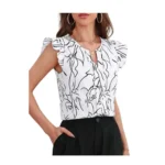 Generic Women's Casual Rayon Short Sleeve Printed Round Neck Top (Multicolor)