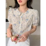 Generic Women's Casual Rayon Cuff Sleeve Printed Collar Neck Shirt (Multicolor) - Image 2