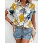 Generic Women's Casual Rayon Short Sleeve Printed Collar Neck Shirt (Multicolor) - Image 2