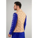 Generic Men's Jacquard Self-Design Sleeveless Mandarin Neck Waistcoat (Beige) - Image 5