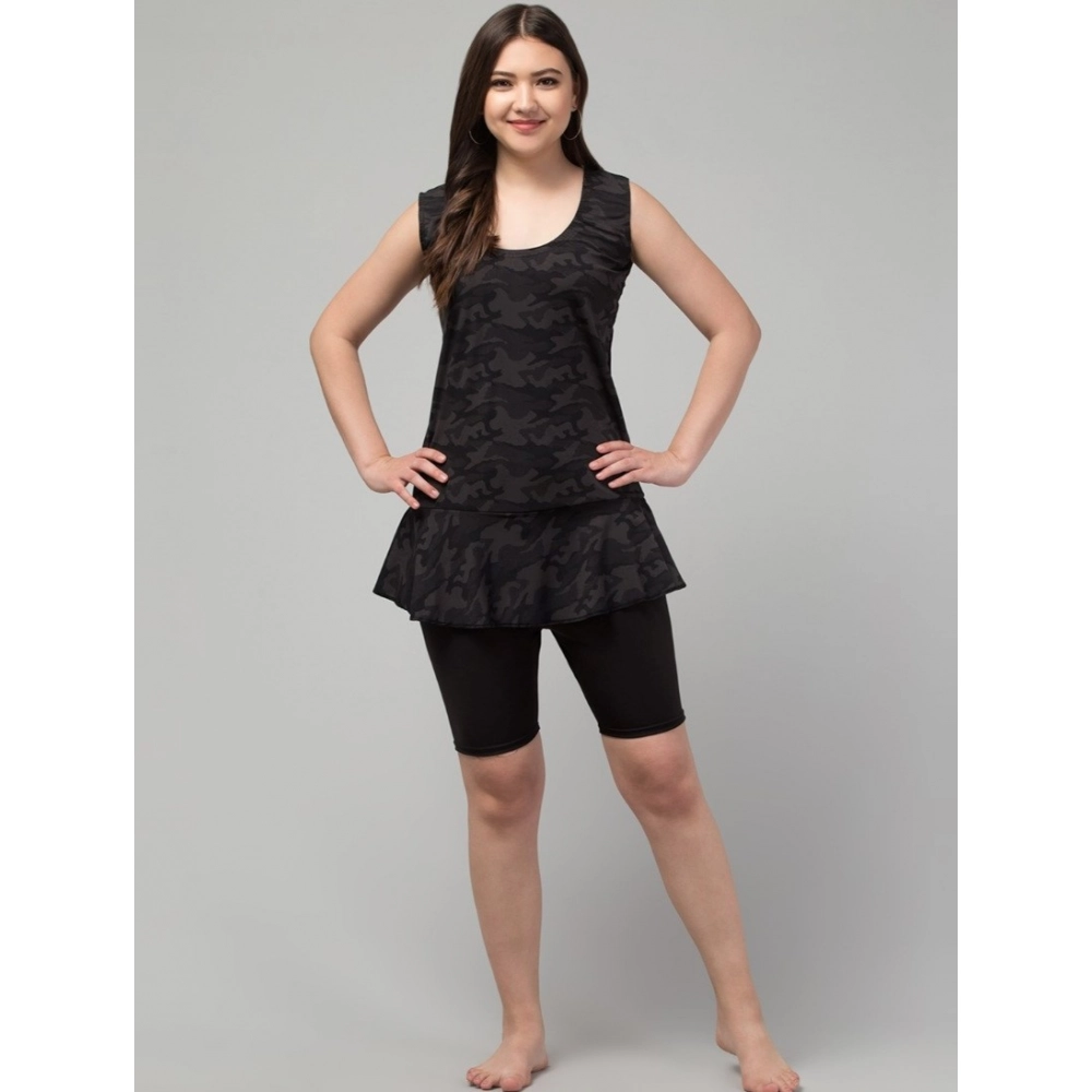 Model wearing NariHaat Black Printed Swimsuit