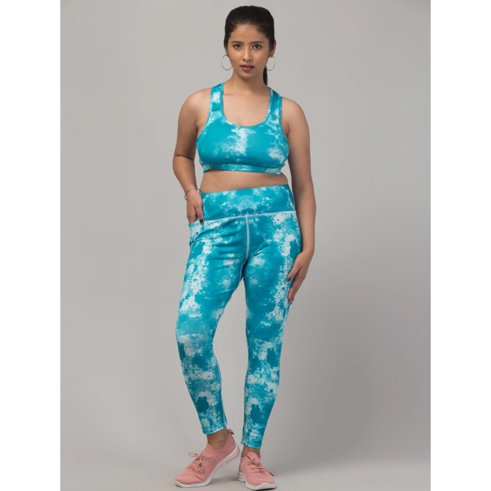 Sky Blue Printed Tights Set Women