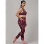 Red Printed Tights Bra Set - Angle 3